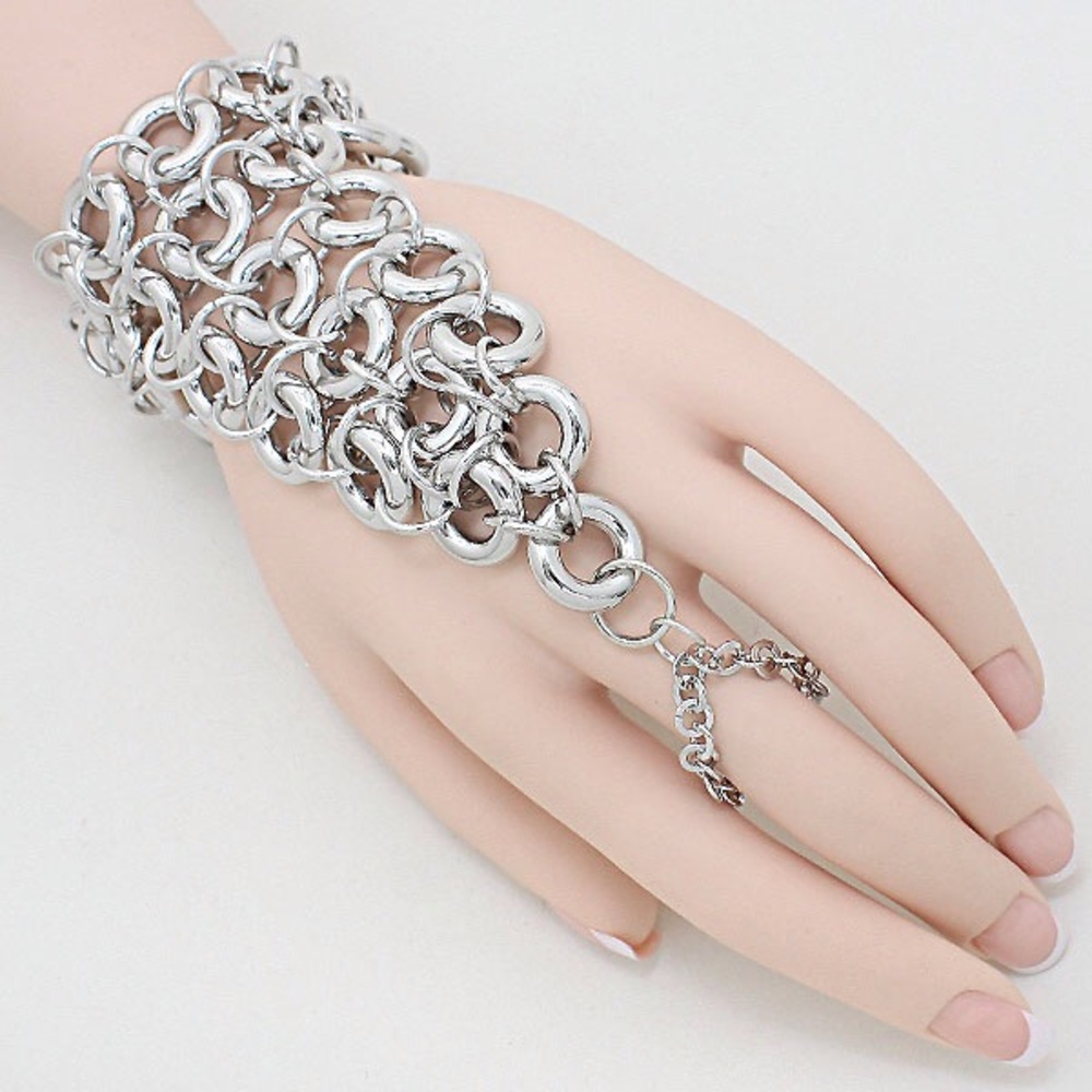 Silver Hand Chain Bracelet Ring